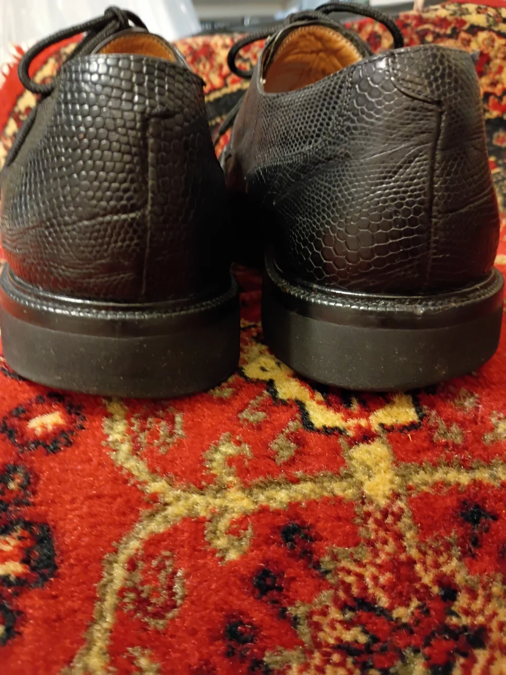 Mezlan Classic Men's Black Lizard Lace-Up Dress Shoes Size 10